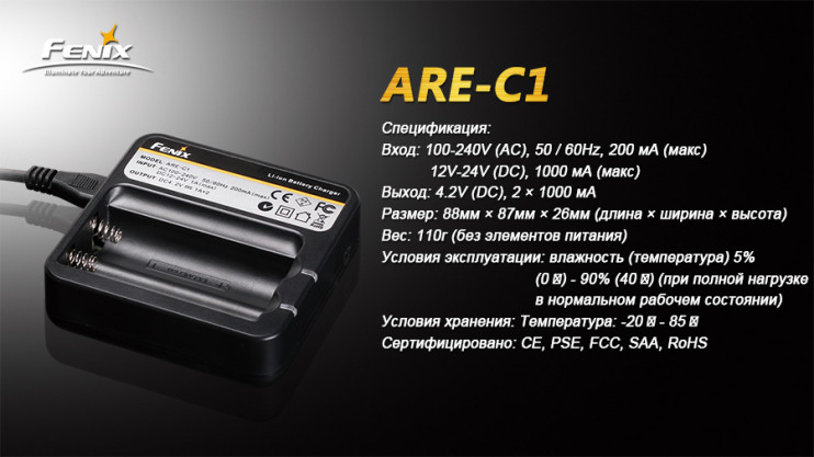 Зарядний пристрій Fenix Charger ARE-C1 2x18650 