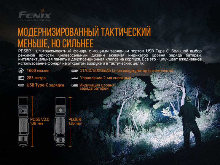 Подарунковий набір: ручний ліхтар Fenix PD36R + ручний ліхтар Fenix E01 V2. 0 